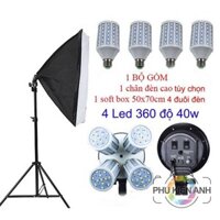 Bộ đèn combo Chân đèn + Softbox 4 đuôi đèn + 4 Led quay phim, livestream, chụp ảnh
