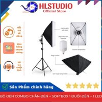 Bộ đèn combo Chân đèn 2m + Softbox 50x70cm 1 đui đèn E27 + 1 bóng Led trụ quay phim, livestream, chụp ảnh HL Studio
