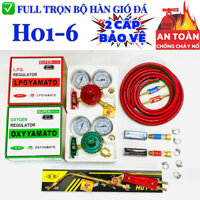 Bộ Đèn Hàn Gió Đá H01-6 , đầy đủ: Mỏ Hàn , Đồng Hồ , Dây Hơi , Van chống cháy ... An Toàn 2 cấp