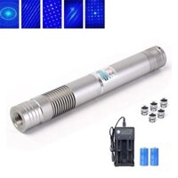 Bộ đèn laser vỏ bạc tia xanh dương công suất 1000mw đốt cháy giấy nhựa gỗ