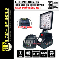 Bộ đèn led 16 bóng, 2 cổng usb sạc điện thoại CTPRO, dùng pin chân phổ thông M21 4cm, siêu sáng