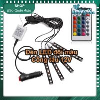 Bộ đèn LED cảm biến nhạc 4 thanh 9 bóng LED lắp gầm ghế xe-Có Remote (Chân cắm tẩu sạc 12V hoặc cổng USB)