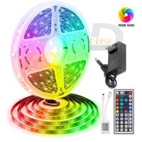 Bộ Đèn led dây dán RGB đổi màu 5M/10M điều khiển 44 phím chọn màu đứng yên, nhấp nháy, bóng 5050 strip light trang trí