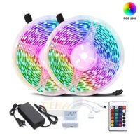 Bộ đèn Led dây dán RGB đổi màu 5M/ 10M điều khiển từ xa chọn màu đứng yên, nhấp nháy 5050, 2835 strip light trang trí