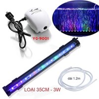 Bộ đèn LED đổi màu bể cá 35cm có đầu sủi bọt khí kèm máy tạo khí oxy cho bể cá
