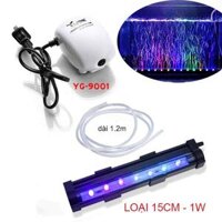 Bộ đèn LED đổi màu bể cá 15cm-25cm-35cm-45cm tùy chọn có đầu sủi bọt khí kèm máy tạo khí oxy cho bể cá - Đèn dài 15cm