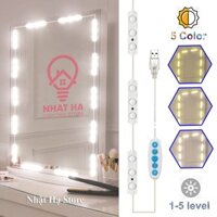 Bộ Đèn Led Gắn Gương Bàn Trang Điểm, Đèn Dán Trang Trí Gương Siêu Sáng Dài 5m, 5 Chế Độ Sáng BL032 Nhật Hạ Store