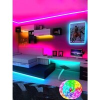 Bộ đèn LED RGB 10m 5m nháy theo nhạc chip led siêu sáng 5050 dây dán đổi 7 màu có phủ silicon bên ngoài chống nước