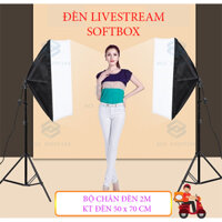 Bộ đèn studio chụp ảnh, quay phim, Livestream chuyên nghiệp, cao 2m softbox 50x70cm KHÔNG KÈM BÓNG ĐÈN