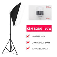Bộ đèn studio chụp ảnh, quay phim, Livestream chuyên nghiệp, cao 2m softbox 50x70cm - kèm bóng 100w - AN STORE