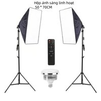 Bộ đèn studio chụp ảnh, quay phim, Livestream chuyên nghiệp, cao 2m softbox 50x70cm