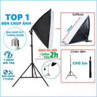 Bộ đèn studio chụp ảnh, quay phim, Livestream chuyên nghiệp, cao 2m softbox 50x70cm