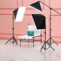 Bộ Đèn Studio Trợ Ánh Sáng Quay Phim, Chụp Ảnh Sản Phẩm , Livestream, Kèm Softbox 50x70cm, Chân Cao 2m - FCS