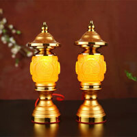 Bộ đèn thờ cúng hoa sen lưu ly, đèn để bàn thờ, đèn thờ phật, đèn hoa sen, đèn thờ thổ địa - đèn thờ mẫu mới 2025