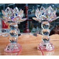 bộ đèn thờ cúng pha lê hoa sen led đổi màu