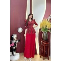 Bộ đi chùa set áo bà ba cổ tim tay bồng