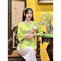 Bộ Đi Lễ Chùa, Pháp Phục Nữ Cách Tân Phượng Hoàng Cổ Ngọc Trai Kèm Mấn 6 Màu PT043