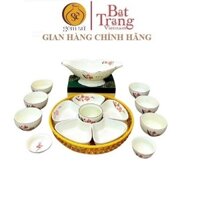 Bộ đĩa 5 cánh hoa kèm khay bát thuyền gốm sứ Bát Tràng