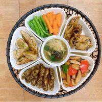 Bộ đĩa 5 cánh hoa mai gốm sứ Bát Tràng siêu đẹp, hàng loại 1