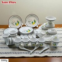 Bộ Đĩa, Chén, Muỗng [10 món] hình Lộc Thọ Nine Plus - Melamine A5 Khó Bể - Dùng cho nhà hàng, quán ăn
