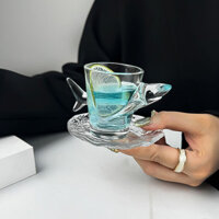 Bộ đĩa cốc thiết kế Niche gia đình Cốc thủy tinh dập nổi