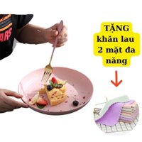 Bộ Đĩa Hữu Cơ Lớn 25cm, Bằng Nhựa Lúa Mì Cao Cấp, An Toàn, Màu Sắc Bắt Mắt 4 Cái Màu Khác Nhau