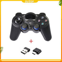 Bộ điều khiển không dây OUTOP 2.4G Tay cầm chơi game PC Cần điều khiển chơi game Tương thích cho điện thoại Android / PC / PS3 / TV Box
