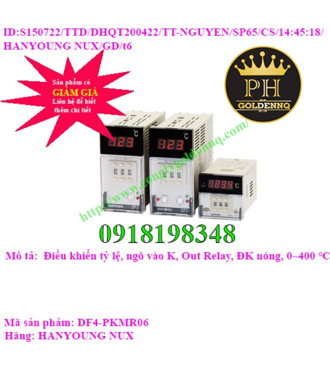 Bộ điều khiển nhiệt độ analog Hanyoung DF4-PKMR06