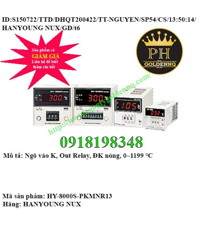 Bộ điều khiển nhiệt độ Hanyoung HY-8000S-PKMNR-13