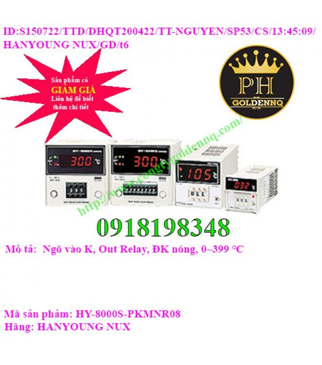 Bộ điều khiển nhiệt độ Hanyoung HY-8000S-PKMNR-08
