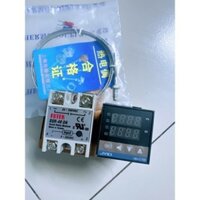 Bộ điều khiển nhiệt độ 100-240VAC PID REX-C100 ngắn không Alarm SSR-40A Đầu dò nhiệt độ