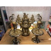 Bộ đỉnh đồng lư hương ngũ sự rồng nổi số 2 Vĩnh Tiến