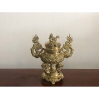Bộ đỉnh đồng thờ cúng (lư hương thờ) đồng vàng đúc tinh xảo sắc nét cho ban thờ nhỏ hơn hoặc bằng 1m27