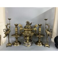 Bộ đỉnh hạc nến rồng đúc thủ công 45cm. Bộ đỉnh thờ lư thờ đồng cao cấp. bộ đồ thờ bằng đồng - Đại Bái 555