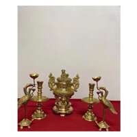 Bộ đỉnh lư thờ bằng đồng vàng cao cấp Cao 30cm. Tam sự - ngũ sự - đỉnh đồng - đỉnh thờ 30cm