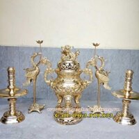 Bộ đỉnh rồng thờ cúng bằng đồng cao 60cm, đỉnh đồng thờ cúng, bộ đỉnh ngũ sự đồng vàng