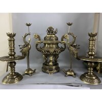 Bộ đỉnh thờ  1lư thờ rồng ngũ sự song long hàng đúc thủ công 50cm. Bộ đồ thờ đỉnh đồng thờ cúng cao 50cm.