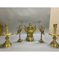 Bộ đỉnh thờ lư thờ đồng tam sự , ngũ sự cao 28cm bằng đồng