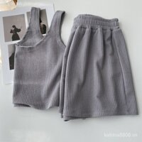 Bộ đồ 2 món gồm áo ba lỗ + quần short dáng rộng thoải mái thời trang mùa hè cho nữ có bán lẻ