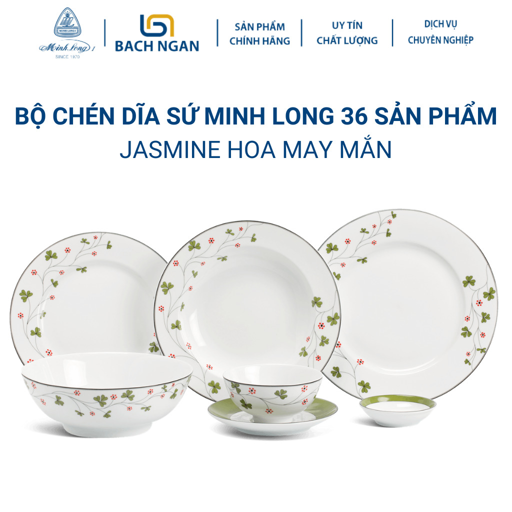 Bộ đồ ăn 10 người 36 sản phẩm – Jasmine – Hoa May Mắn