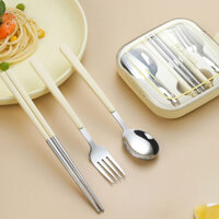 Bộ Đồ Ăn Ba Món Bằng Thép Không Gỉ 304 Nhỏ Gọn Kèm Muỗng, Nĩa, Đũa Bộ đồ ăn gấp inox 304 Bộ ba mảnh bộ đồ ăn cầm tay Thìa ngoài trời, đũa, nĩa, bộ đồ ăn Thìa inox, đũa, nĩa, bộ đồ ăn