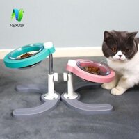 Bộ đồ ăn bằng kính cho chó NEXUSF, bảo vệ cột sống cổ tử cung Bát nâng thú cưng có thể điều chỉnh chống trượt, Đế cao su nghiêng có thể tháo rời Nước uống cho mèo