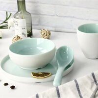 Bộ đồ ăn bốn món, bát, thìa, bộ thương mại, bát, đĩa, cốc, đĩa melamine A5 dày, đĩa nhà hàng, trưng bày lẩu, sứ giả MVUW