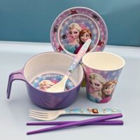 Bộ đồ ăn công chúa Elsa màu tím có tay cầm Bát cách nhiệt chống sốc Melamine Bát gia dụng Thực phẩm