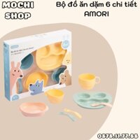 Bộ Đồ Ăn Dặm Trẻ Em AMORI Inochi 6 Chi Tiết Nhựa PP Nguyên Sinh An Toàn