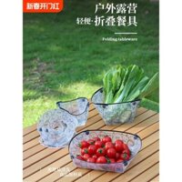 Bộ đồ ăn di động ngoài trời, bàn ăn gấp gọn, bát, đĩa, cốc dã ngoại, bộ đồ ăn, thớt, chịu nhiệt độ cao, an toàn thực phẩm