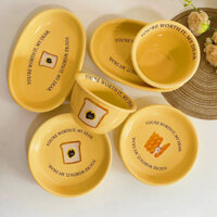 Bộ đồ ăn Đĩa gốm Bộ bát kem Hàn Quốc Đĩa dễ thương