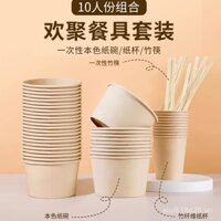 Bộ đồ ăn dùng một lần, bát giấy, cốc giấy, đũa, hộp cơm trưa dã ngoại mùa xuân, cắm trại BBQ, đồ ăn mang đi đặc biệt