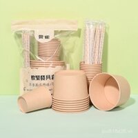 Bộ đồ ăn dùng một lần thân thiện với môi trường, ba món, được đóng gói riêng cho gia đình, dã ngoại ngoài trời, cắm trại, bát giấy, cốc giấy, đũa