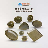 Bộ đồ ăn men gấm vàng BAV14 Set Đồ Ăn men hỏa biến Bát Tràng- Bộ chén đĩa Bát Tràng Cao Cấp